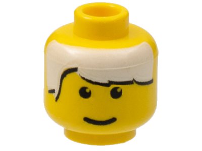 LEGO part Minifigure, Head Male White Bangs Pattern (3626px27)