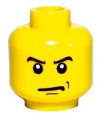 LEGO onderdeel Minifigure, Head Male Angry Eyebrows and Scowl, Black Chin and Left Cheek Dimples Pattern (3626px302)