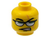 LEGO part Minifigure, Head Glasses with Green and Silver Sunglasses and Scar Pattern 3626px319