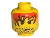 LEGO part Minifigure, Head Red Eyebrows and Hair with Black Outline, Stubble, Chin Dimple, Scowl Pattern 3626px33