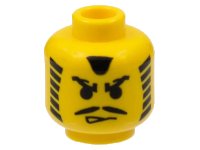 LEGO part Minifigure, Head Moustache Angry Eyebrows and Striped Sideburns Pattern 3626px8