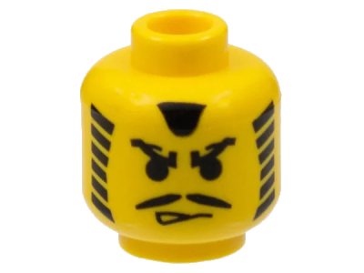 LEGO onderdeel Minifigure, Head Moustache Angry Eyebrows and Striped Sideburns Pattern (3626px8)