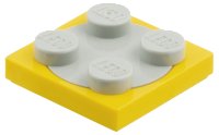 Turntable 2 x 2 Plate with Light Gray Top (3680 / 3679) en jaune, numéro de pièce LEGO 3680c01
