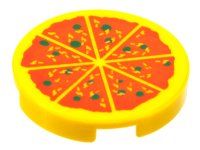 LEGO part Tile, Round 2 x 2 with Pizza Pattern 4150p02
