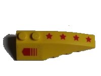 LEGO part Wedge 6 x 2 Right with Red Arrow and 4 Red Stars Pattern (Stickers) - Set 7712 41747pb048