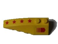 LEGO part Wedge 6 x 2 Left with Red Arrow and 4 Red Stars Pattern (Stickers) - Set 7712 41748pb048