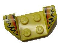 LEGO part Vehicle, Mudguard 2 x 4 with Flared Wings with Black, Orange, and White Flames Pattern 41854pb09