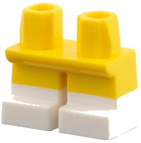 LEGO part Legs Short with Molded White Lower Legs / Boots  Pattern (BAM) 41879pb017
