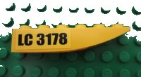 LEGO part Slope, Curved 6 x 1 Inverted with 'LC 3178' Pattern Model Left (Sticker) - Set 3178 42023pb001L