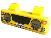 LEGO part Vehicle, Grille 2 x 6 with 2 Technic Pins with 'JS 4654' and Headlights Pattern 45409pb01