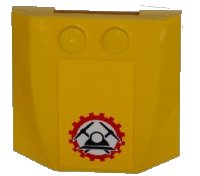 LEGO part Wedge 4 x 4 x 2/3 Triple Curved with Miners Logo (Helmet with Crossed Pickaxes in Gear) Pattern (Sticker) - Sets 4200 / 4201 45677pb059