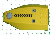 LEGO part Windscreen 10 x 6 x 2 Curved with Black Chevrons and Hatch Pattern (Sticker) - Set 7774 45705pb003