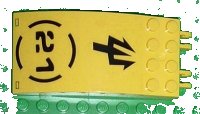 LEGO part Windscreen 8 x 4 x 2 Curved with Locking Dual 2 Fingers with Black Trident, Broken Circle, and '21' Pattern (Sticker) - Set 7774 46413pb002