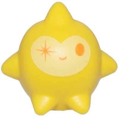LEGO onderdeel Star, Wish with Orange Oval Left Eye, Sparkle Right Eye, and Grin on Bright Light Yellow Background Pattern (4644pb01)