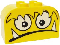 LEGO part Slope, Curved 4 x 2 x 2 Double with 4 Studs with Monster Face Scared w/ Teeth Pattern 4744pb10