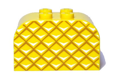 LEGO part Slope, Curved 4 x 2 x 2 Double with 4 Studs with Pineapple Skin Pattern (4744pb23)