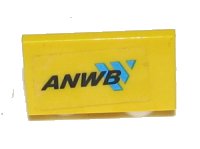 LEGO part Panel 1 x 2 x 1 with 'ANWB' and Blue Logo Pattern (Sticker) - Set 2140 4865pb029