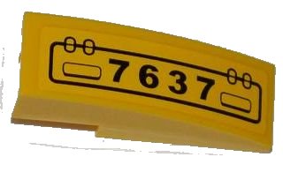 LEGO part Slope, Curved 3 x 1 with Hatch and '7637' Pattern Model Right Side (Sticker) - Set 7637 (50950pb042r)