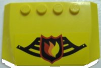 LEGO part Wedge 4 x 6 x 2/3 Triple Curved with Fire Logo Badge on Black Fire Helmet Pattern (Sticker) - Set 7891 52031pb008
