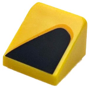 LEGO part Slope 30 1 x 1 x 2/3 with Black and Bright Light Orange Curved Triangle / Vent Pattern Model Left Side (54200pb121L)