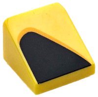 LEGO part Slope 30 1 x 1 x 2/3 with Black and Bright Light Orange Curved Triangle / Vent Pattern Model Right Side 54200pb121R