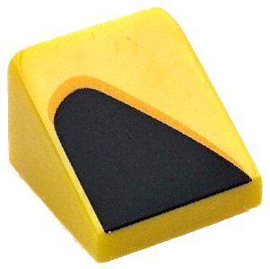 LEGO part Slope 30 1 x 1 x 2/3 with Black and Bright Light Orange Curved Triangle / Vent Pattern Model Right Side (54200pb121R)