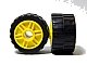 LEGO part Wheel 18mm D. x 14mm with Pin Hole, Fake Bolts and Shallow Spokes with Black Tire 24 x 14 Shallow Tread, Band Around Center of Tread (55981 / 89201) 55981c06