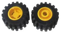 LEGO part Wheel 11mm D. x 12mm, Hole Round for Wheels Holder Pin with Black Tire 21mm D. x 12mm - Offset Tread Small Wide (6014a / 6015) 6014ac01