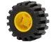 Wheel 11mm D. x 12mm, Hole Notched for Wheels Holder Pin with Black Tire Offset Tread Small Wide (6014b / 6015) in giallo, numero pezzo LEGO 6014bc01