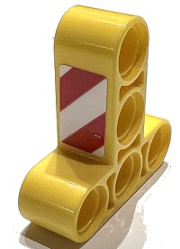 LEGO part Technic, Liftarm, Modified T-Shape Thick 3 x 3 with Red and White Danger Stripes Pattern Side A (Sticker) - Set 42097 60484pb004a