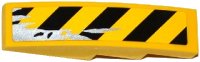 LEGO part Slope, Curved 4 x 1 with Black and Yellow Danger Stripes and Silver Splatters Pattern Model Left Side (Sticker) - Set 75919 61678pb083L