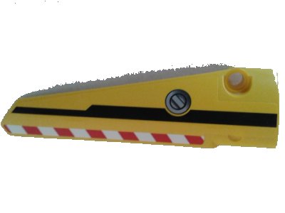 LEGO part Technic, Panel Fairing # 6 Long Smooth, Side B with Danger Stripes, Black Line and Filler Cap Pattern (Sticker) - Set 8053 (64393pb028)