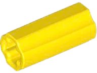 Technic, Axle Connector 2L (Smooth with x Hole + Orientation) in gelb, LEGO Teilenummer 6538c