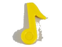Minifigure, Utensil Trolls Eighth Note (Quaver) in yellow, LEGO part number 65468c