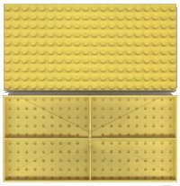 Brick 10 x 20 without Bottom Tubes, with '+' Cross Support (early Baseplate) in gelb, LEGO Teilenummer 700eX