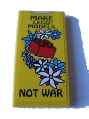 LEGO part Tile 2 x 4 with Flowers, Brick, 'MAKE LEGO MODELS' and 'NOT WAR' Pattern (Sticker) - Set 10220 (87079pb0046)