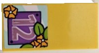 LEGO part Tile 2 x 4 with Medium Lavender Number 12, Bright Light Orange Flowers and Lime Leaves Pattern (Sticker) - Set 41395 87079pb1271