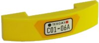 LEGO part Slope, Curved 4 x 1 x 2/3 Double with 'TEXGAS C01-06A' Pattern 93273pb066
