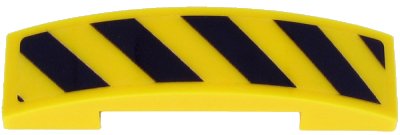 LEGO part Slope, Curved 4 x 1 x 2/3 Double with Black Danger Stripes on Transparent Background Pattern (Sticker) - Set 60265 (93273pb127)
