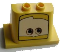 LEGO part Windscreen 2 x 3 x 2 with 2 x 4 Base with Eyes on White Background Pattern 3 93598pb02