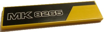 LEGO onderdeel Stickered Assembly 8 x 2 with Black Line and 'MK 8265' Pattern Model Right Side (Sticker) - Set 8265 - 2 Tile 1 x 8 (BA131pb01R)