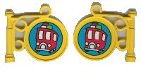 LEGO part Fabuland Sign on Pole with Bus Pattern (Stickers) - Set 3719 x222pb05