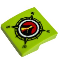 LEGO part Slope, Curved 2 x 2 x 2/3 with Volcano Explorers Logo Compass Pattern 15068pb084