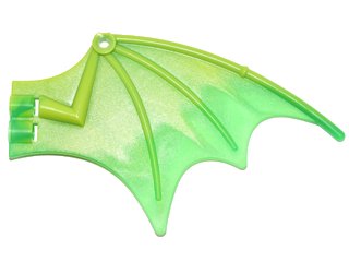 LEGO part Dragon Wing 13 x 8 with Trans-Bright Green Trailing Edge Pattern (23989pb02)