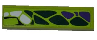 LEGO part Tile 1 x 4 with Dark Green, Dark Purple and White Scales Pattern Model Left Side (Sticker) - Set 9445 (2431pb0247L)
