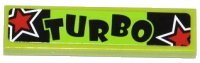 LEGO part Tile 1 x 4 with 'TURBO' and 2 Red Stars Pattern (Sticker) - Set 60055 2431pb0327