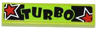 LEGO part Tile 1 x 4 with 'TURBO' and 2 Red Stars Pattern (Sticker) - Set 60055 (2431pb0327)