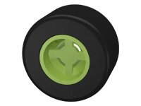 Rad 8mm D. x 9mm für Slicks, Loch mit Kerbe für Radhalterstift mit schwarzem Reifen glatt kleine breite Slicks (30027b / 30028) in limette, LEGO Teilenummer 30027bc01