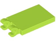Piastrella Modificata 2 x 3 con 2 Clip O Aperti in lime, numero pezzo LEGO 30350b