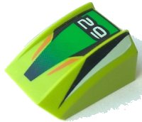LEGO onderdeel Schuin, Gebogen 2 x 2 Lip met '29', Groen/Zwart Strepen Patroon 30602pb003